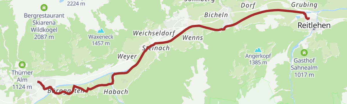 Route map: Neukirchen: 4A Salzachradweg